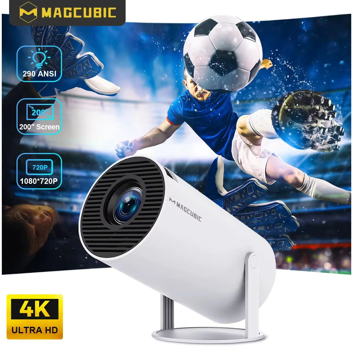 Cinecast™ HY300 PRO Smart Projector – 4K Ready. Wifi 6 Fast. Theater Anywhere